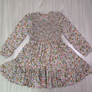 Boden Pink Soft Ivory Berry Floral Long-Sleeve Dress